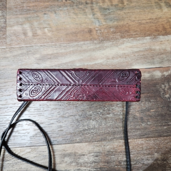 Vintage Moroccan Magic Leather Embossed Cross Body Mini Purse 1970's - Picture 8 of 14